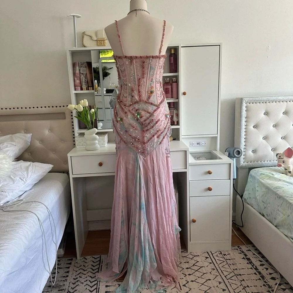 Ethereal Vintage Mermaid corset Beaded Prom Dress - Picture 8 of 8